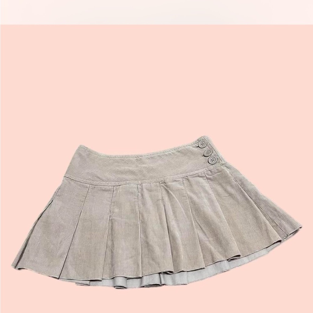 Aeropostal Corduroy Pleated Tan Skirt